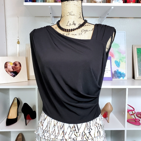 BCBG Asymmetric Body Con Coctail Dress Black - Picture 4 of 8